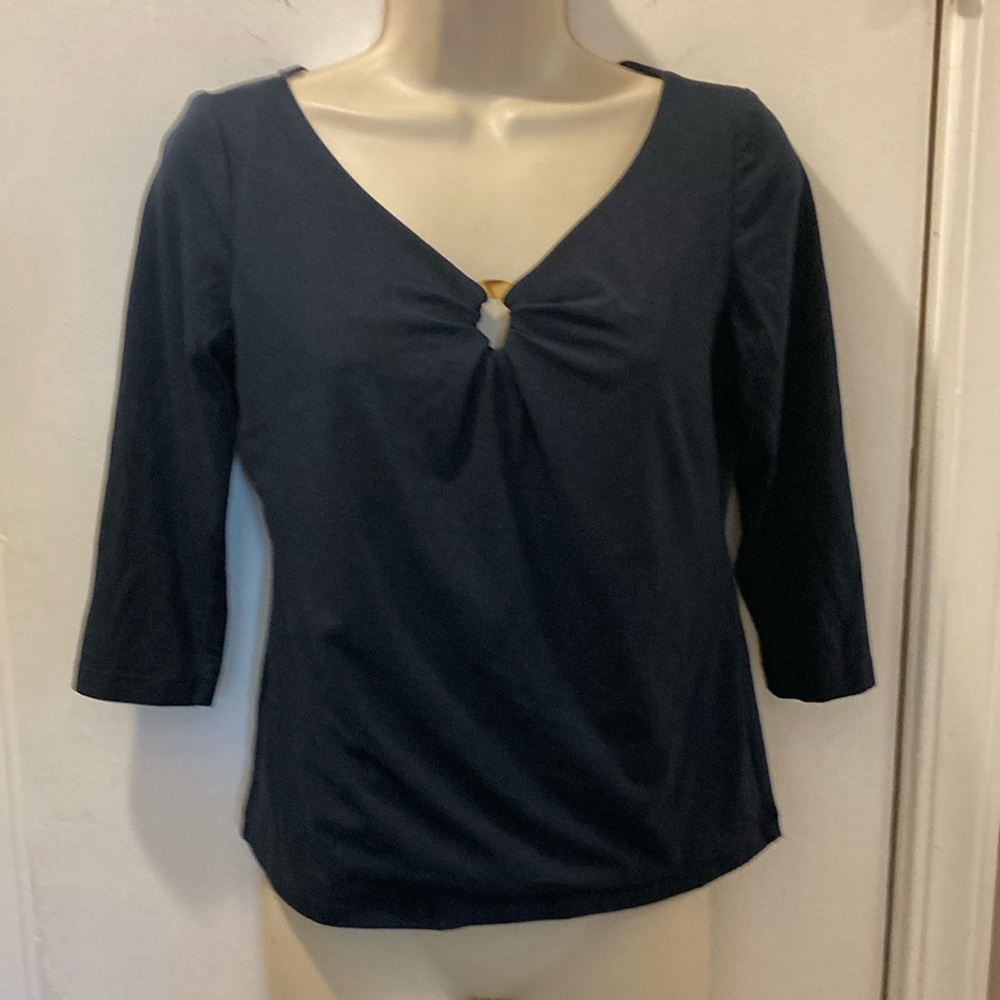 Talbots Petites P Navy Blue  3/4 Sleeve Blouse 25-299.-.3